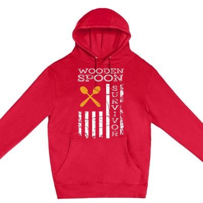 Us Flag Wooden Spoon Survivor Humor Expression Premium Pullover Hoodie