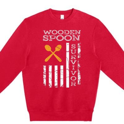 Us Flag Wooden Spoon Survivor Humor Expression Premium Crewneck Sweatshirt