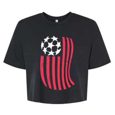 USA Flag With Soccer Ball Distressed Graphic Bella+Canvas Jersey Crop Tee