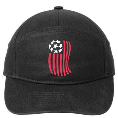 USA Flag With Soccer Ball Distressed Graphic 7-Panel Snapback Hat