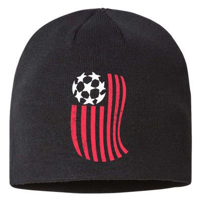 USA Flag With Soccer Ball Distressed Graphic Sustainable Beanie