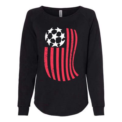 USA Flag With Soccer Ball Distressed Graphic Womens California Wash Sweatshirt