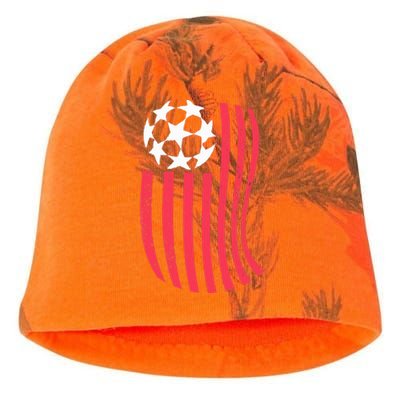 USA Flag With Soccer Ball Distressed Graphic Kati - Camo Knit Beanie