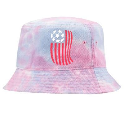 USA Flag With Soccer Ball Distressed Graphic Tie-Dyed Bucket Hat