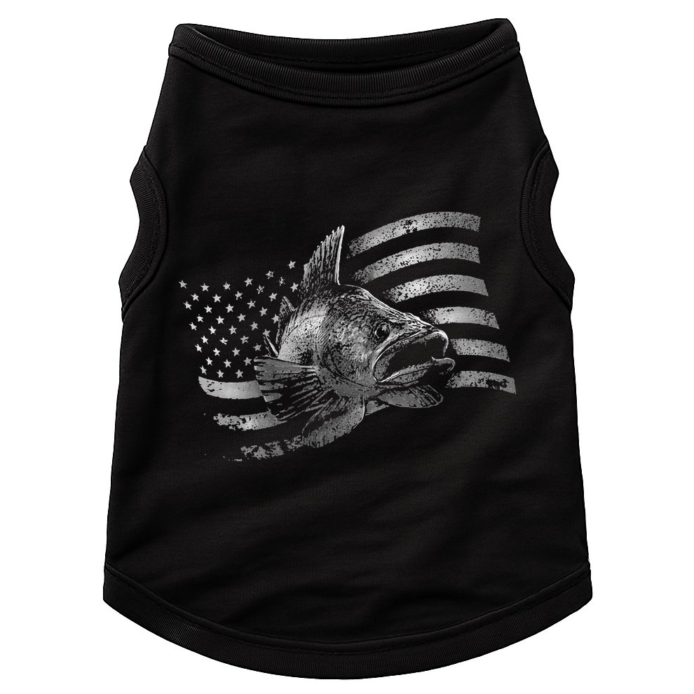 USA Flag Walleye Fishing Design Doggie Tank