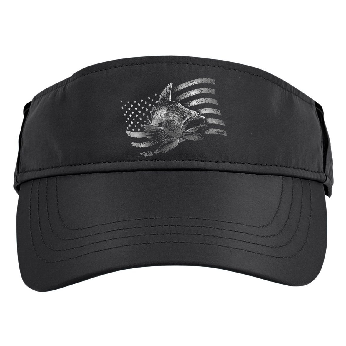 USA Flag Walleye Fishing Design Adult Drive Performance Visor