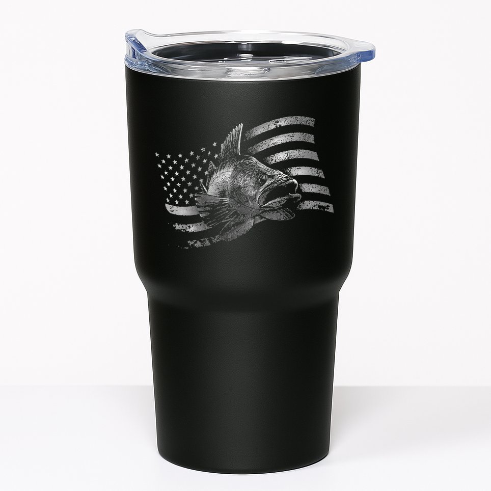 USA Flag Walleye Fishing Design Tumbler