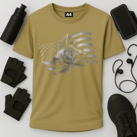 USA Flag Walleye Fishing Design Cooling Performance Crew T-Shirt