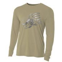 USA Flag Walleye Fishing Design Cooling Performance Long Sleeve Crew