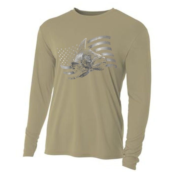 USA Flag Walleye Fishing Design Cooling Performance Long Sleeve Crew
