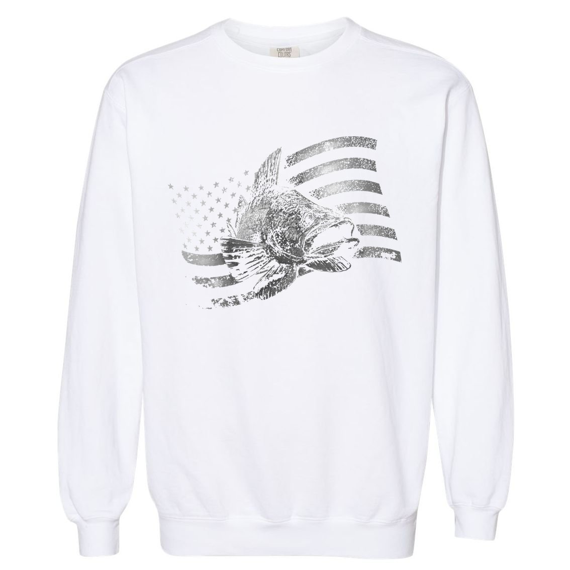 USA Flag Walleye Fishing Design Garment-Dyed Sweatshirt