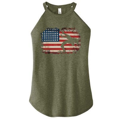 Usa Flag Wrestling American Flag Wrestling Wrestle Gift Women’s Perfect Tri Rocker Tank