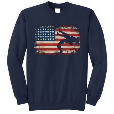 Usa Flag Wrestling American Flag Wrestling Wrestle Gift Tall Sweatshirt