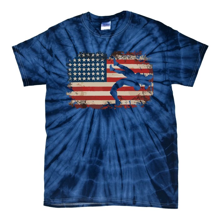 Usa Flag Wrestling American Flag Wrestling Wrestle Gift Tie-Dye T-Shirt