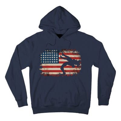 Usa Flag Wrestling American Flag Wrestling Wrestle Gift Tall Hoodie