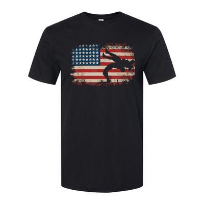 Usa Flag Wrestling American Flag Wrestling Wrestle Gift Softstyle® CVC T-Shirt