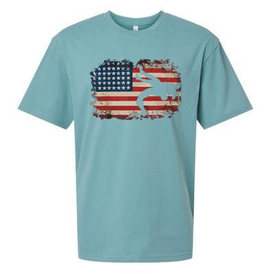 Usa Flag Wrestling American Flag Wrestling Wrestle Gift Sueded Cloud Jersey T-Shirt