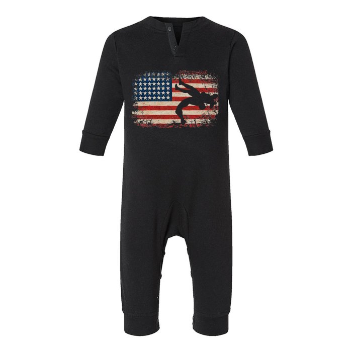 Usa Flag Wrestling American Flag Infant Fleece One Piece