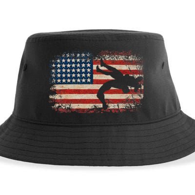 Usa Flag Wrestling American Flag Sustainable Bucket Hat