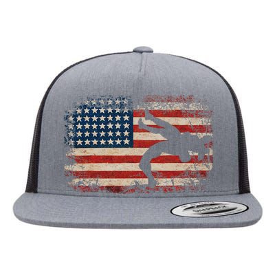 Usa Flag Wrestling American Flag Flat Bill Trucker Hat