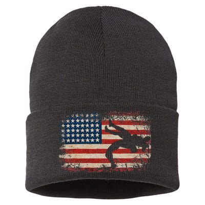 Usa Flag Wrestling American Flag Sustainable Knit Beanie