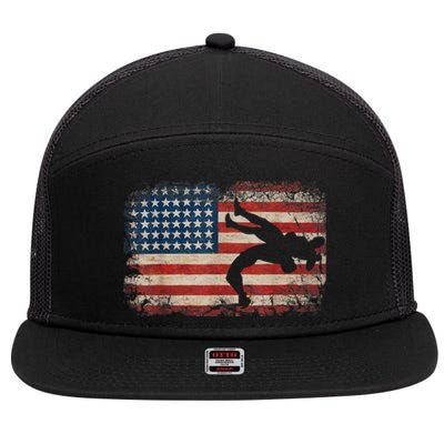 Usa Flag Wrestling American Flag Wrestling Wrestle Gift TShirt 7 Panel Mesh Trucker Snapback Hat