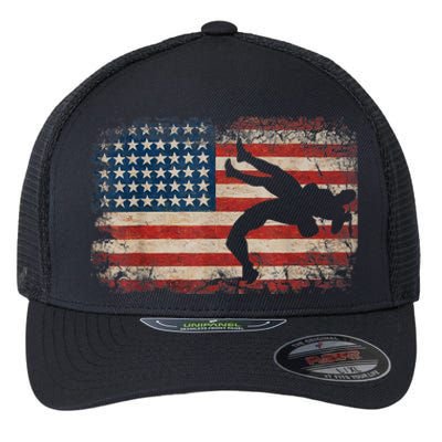 Usa Flag Wrestling American Flag Wrestling Wrestle Gift TShirt Flexfit Unipanel Trucker Cap