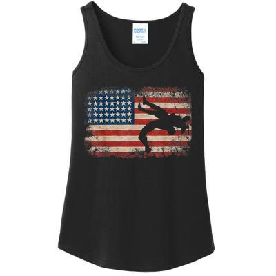 Usa Flag Wrestling American Flag Wrestling Wrestle Gift TShirt Ladies Essential Tank