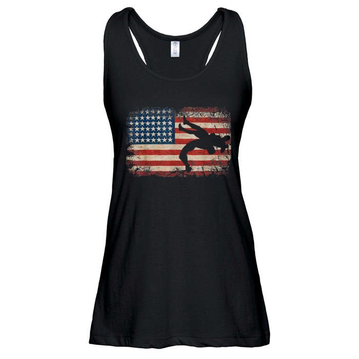 Usa Flag Wrestling American Flag Wrestling Wrestle Gift TShirt Ladies Essential Flowy Tank