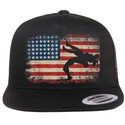 Usa Flag Wrestling American Flag Wrestling Wrestle Gift TShirt Flat Bill Trucker Hat