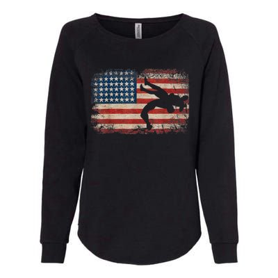 Usa Flag Wrestling American Flag Wrestling Wrestle Gift TShirt Womens California Wash Sweatshirt