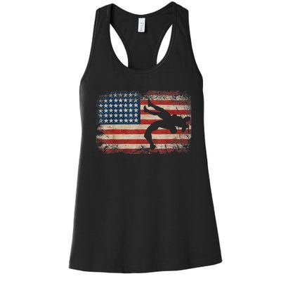 Usa Flag Wrestling American Flag Wrestling Wrestle Gift TShirt Women's Racerback Tank