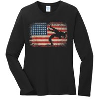 Usa Flag Wrestling American Flag Wrestling Wrestle Gift TShirt Ladies Long Sleeve Shirt