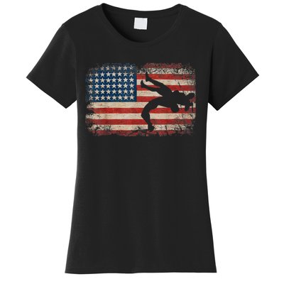 Usa Flag Wrestling American Flag Wrestling Wrestle Gift TShirt Women's T-Shirt