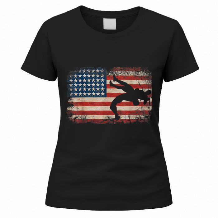 Usa Flag Wrestling American Flag Wrestling Wrestle Gift TShirt Women's T-Shirt