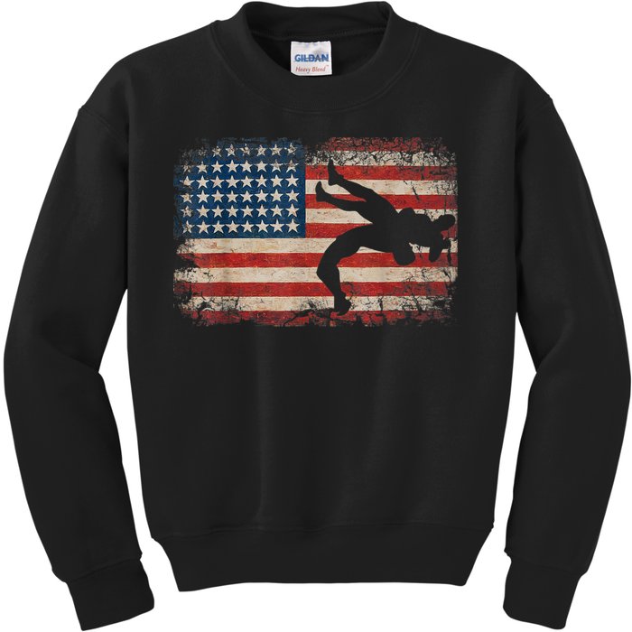 Usa Flag Wrestling American Flag Wrestling Wrestle Gift TShirt Kids Sweatshirt