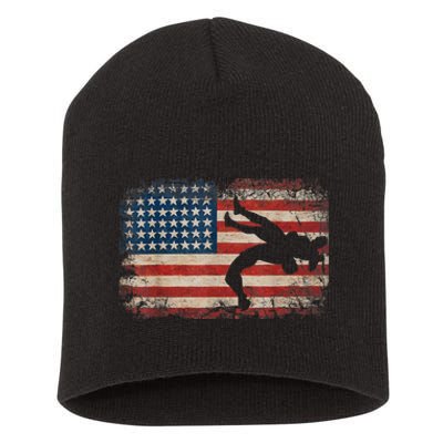 Usa Flag Wrestling American Flag Wrestling Wrestle Gift TShirt Short Acrylic Beanie