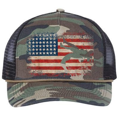 Usa Flag Wrestling American Flag Wrestling Wrestle Gift TShirt Retro Rope Trucker Hat Cap