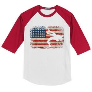 Usa Flag Wrestling American Flag Wrestling Wrestle Gift TShirt Kids Colorblock Raglan Jersey