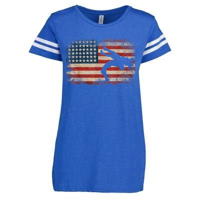 Usa Flag Wrestling American Flag Wrestling Wrestle Gift TShirt Enza Ladies Jersey Football T-Shirt