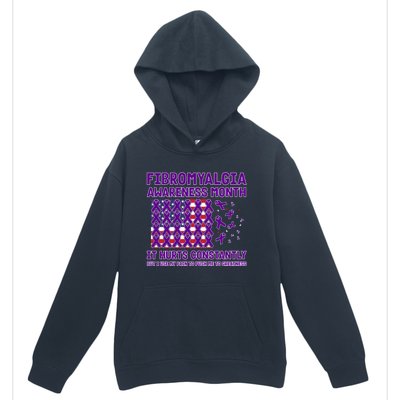 Usa Flag W Purple Ribbons For Fibromyalgia Awareness Month Funny Gift Urban Pullover Hoodie