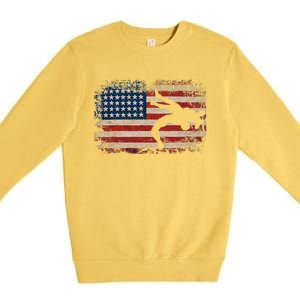 Usa Flag Wrestling American Flag Wrestling Wrestle Gift Premium Crewneck Sweatshirt