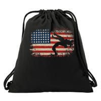 Usa Flag Wrestling American Flag Wrestling Wrestle Gift Drawstring Bag