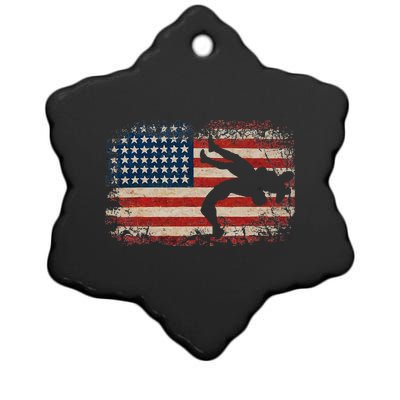 Usa Flag Wrestling American Flag Wrestling Wrestle Gift Ceramic Star Ornament