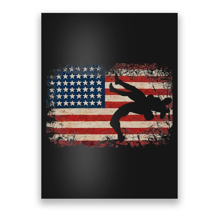 Usa Flag Wrestling American Flag Wrestling Wrestle Gift Poster