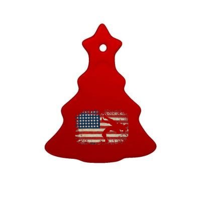 Usa Flag Wrestling American Flag Wrestling Wrestle Gift Ceramic Tree Ornament