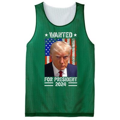 Usa Flag Wanted For President 2024 Trump Mugshot Mesh Reversible Basketball Jersey Tank