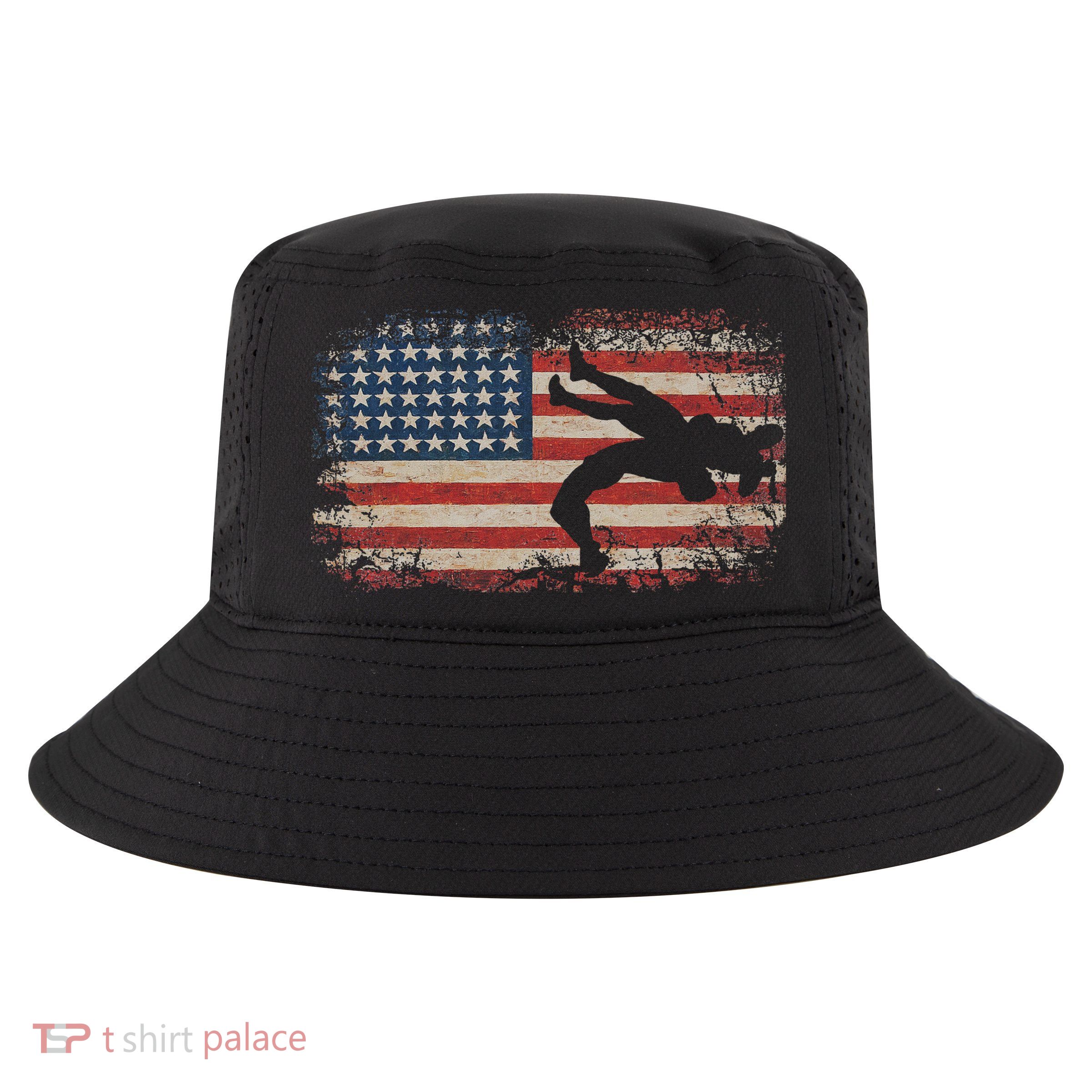 Usa Flag Wrestling American Flag Wrestling Wrestle Gift Cool Comfort Performance Bucket Hat