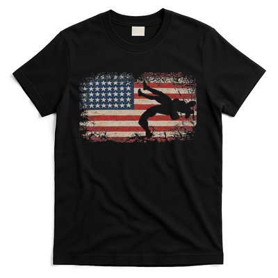 Usa Flag Wrestling American Flag Wrestling Wrestle Gift T-Shirt