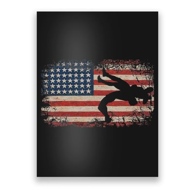 Usa Flag Wrestling American Flag Wrestling Wrestle Gift Poster